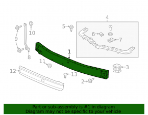 Front Bumper Reinforcement Chevrolet Equinox 18-21