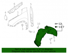 Front left fender liner for Hyundai Palisade 20-22
