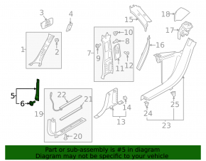 Front pillar trim middle left Volvo XC60 18-23 gray