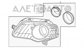 Right front headlight for VW Passat B6 2006-2011, bare and polished