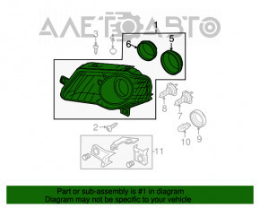 Right front headlight for VW Passat B6 2006-2011, bare and polished