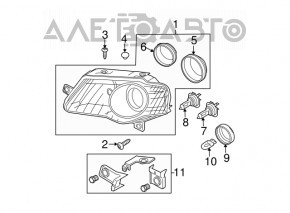 Right front headlight for VW Passat B6 2006-2011, bare and polished