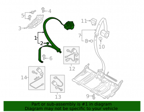 Seat belt 2 row left Audi Q8 19-25 black, with squib