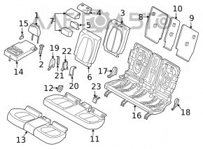 2nd row seat runner plug, left, BMW X1 F48 16-22, black, worn
