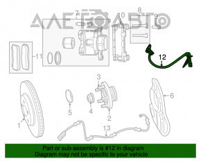 Front right brake hose Dodge Challenger 09- under 1 piston