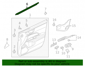 Glass seal inner front left Honda Clarity 18-21 usa