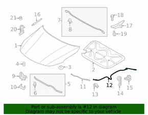 Kia Optima 11-16 hood release cable long