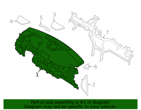 Torpedo front panel without AIRBAG Hyundai Kona 18-23 without projection, under start-stop