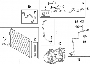 Air conditioner tube compressor-heater second Toyota Venza 22-
