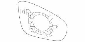 Right mirror element Nissan Altima 19-22, heated, convex