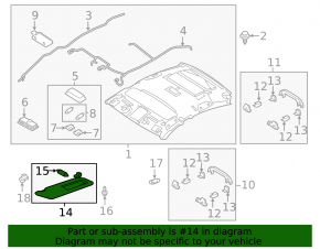 Left visor for Mazda 6 19-21 without sunroof, gray with backlight