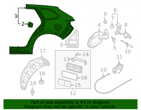 Quarter wing rear left Mazda CX-9 16-23