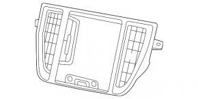 Central front panel trim with deflectors Volvo XC90 25-26 type 2, glossy black with chrome