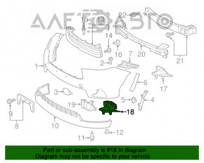 Front bumper grille left Toyota Highlander 14-16 under fog light without bracket, worn