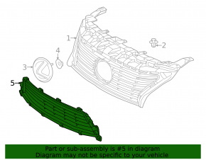 Lower grille of front bumper Lexus ES300h 13-15 prerest, structure, sand, broken fasteners