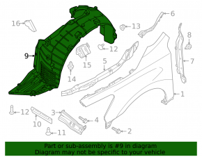 Front left fender liner Nissan Altima 13-14 prerest