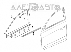 Molding door-glass central front right Acura ILX 13-22 chrome