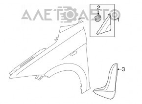 Triangle molding, front left, Hyundai Elantra AD 17-20