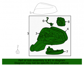 Side mirror left Toyota Rav4 19- turn signal, heating, BSM, camera