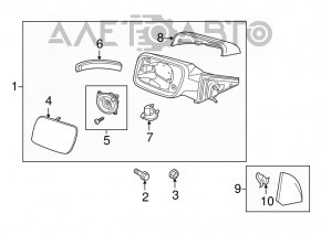 Left side mirror assembly Ford Explorer 11-15 prerest 3 pin, structure