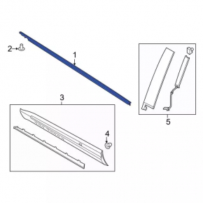 Molding door-glass central front left Ford Explorer 20- matt