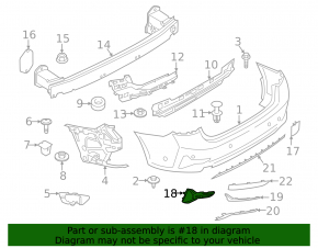 Rear bumper grille right BMW 3 G20 19-22 with chrome moldings