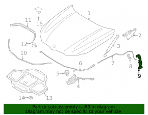 The bracket for the hood lock release handle of the BMW 5 G30 17-23 interior has a broken mount