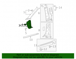 Front pillar trim lower left Toyota Sienna 11-20 brown