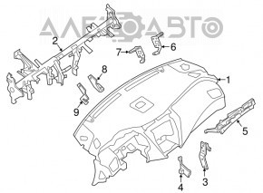 Torpedo front panel without AIRBAG Nissan Murano z52 19- black