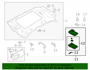 Front ceiling light assembly for Audi Q3 83A 19-23 for panoramic light, black, without plug, worn