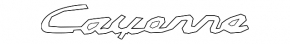 The Cayenne emblem on the tailgate of the Porsche Cayenne 19-23