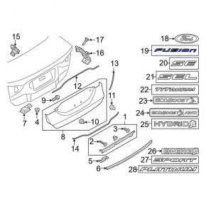 Ford Fusion mk5 13-18 trunk lid FUSION emblem