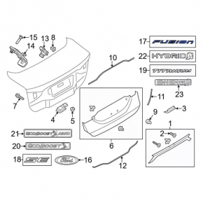 Ford Fusion mk5 13-18 trunk lid FUSION emblem