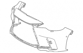 Bare front bumper for Lexus RX350 RX500h 23-26 Canada built, F Sport, for 6 parking sensors, for headlight washers