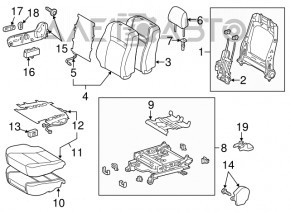 Passenger seat Toyota Camry v50 12-14 usa without airbag, SE, mechanical, combined black
