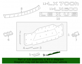 Lexus LX 22-26 Black Tailgate License Plate Light Bar 202