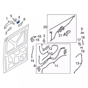 Plug outer handle front left Ford Transit Connect MK2 13-23 black