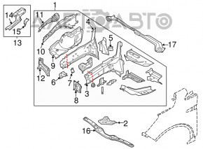 Front left quarter Ford Escape MK3 13-14 prerest graphite, butt