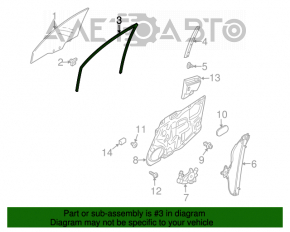 Front right glass seal for Mazda CX-7 06-09