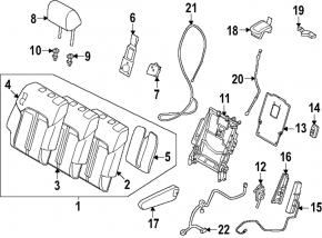 Rear seat backrest, 2nd row, left, Mazda CX-90 24-26, black leather, perforated, for 7 seats