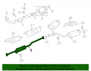 Exhaust duct, middle section, Honda Accord 13-17 Sport, Hybrid