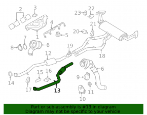 Exhaust line middle part left BMW X5 F15 14-18 4.4T AWD