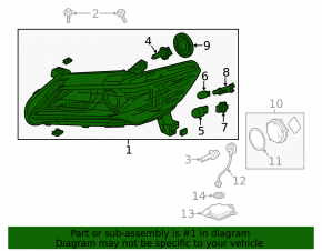 Front right headlight complete Acura ILX 13-15 dorest xenon