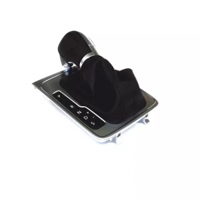 VW CC 08-17 gear knob, black leather, with overlay