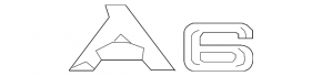 The A6 emblem and inscription on the trunk lid of the Audi A6 C8 22-25, glossy black