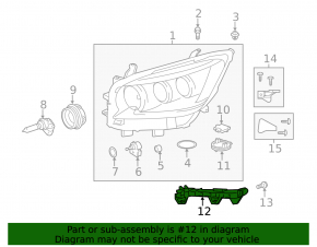 Lower right headlight mount for Lexus GX460 14-23 rest.