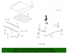 Right hood hinge for Lexus LX 98-07