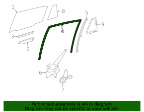 Rear right glass seal Toyota Rav4 13-18