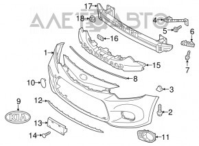 Front bumper bracket left Kia Forte 4d 14-16 prerest