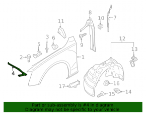 TV bar eyelash right Audi A4 B8 08-16 sedan